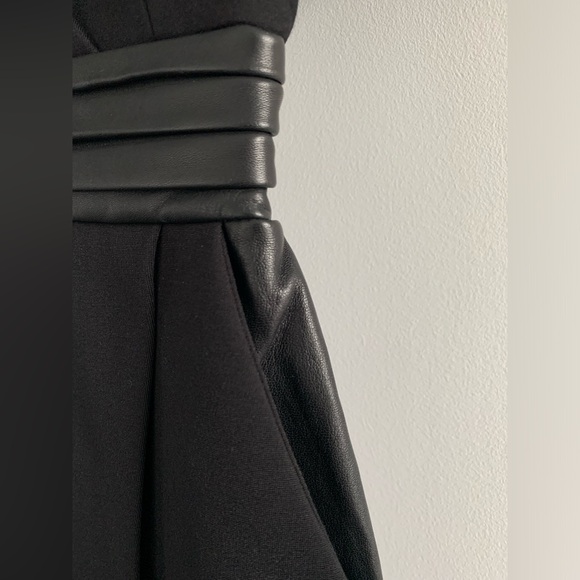 NWOT The Kooples Black Neck Knee-Length Dress w/ Leather Detail | Size 2 US - Picture 8 of 10